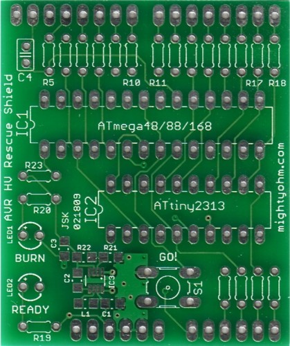 AVR HV Rescue Shield PCB - Top