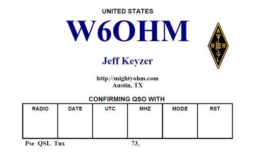 W6OHM QSL Card