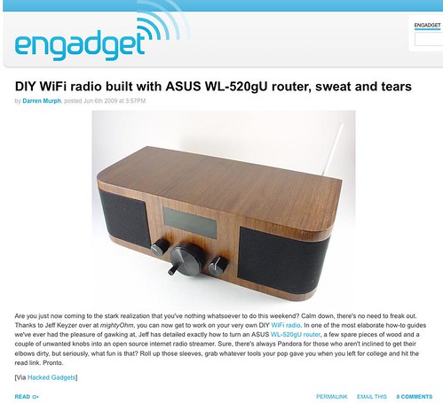 Wifi Radio project on Engadget!