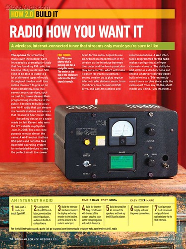 Wifi Radio mention in Popular Science – October 2011